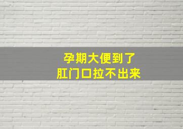 孕期大便到了肛门口拉不出来