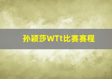 孙颖莎WTt比赛赛程