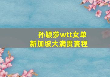 孙颖莎wtt女单新加坡大满贯赛程