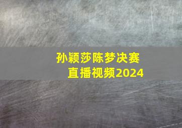 孙颖莎陈梦决赛直播视频2024