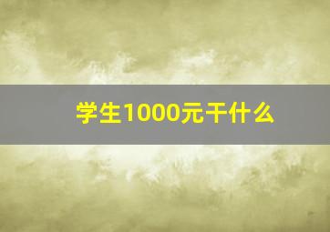 学生1000元干什么