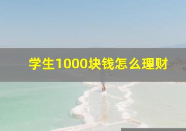 学生1000块钱怎么理财