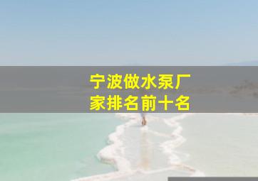 宁波做水泵厂家排名前十名