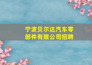 宁波贝尔达汽车零部件有限公司招聘