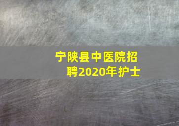 宁陕县中医院招聘2020年护士