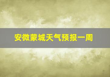 安微蒙城天气预报一周