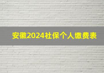 安徽2024社保个人缴费表