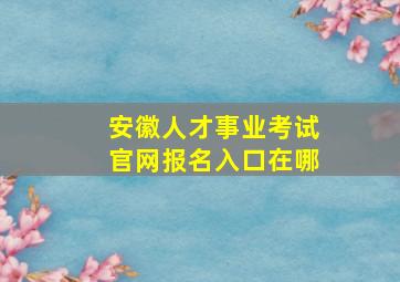 安徽人才事业考试官网报名入口在哪