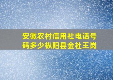 安徽农村信用社电话号码多少枞阳县金社王岗