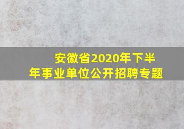 安徽省2020年下半年事业单位公开招聘专题