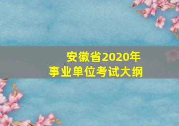 安徽省2020年事业单位考试大纲