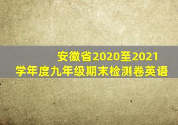 安徽省2020至2021学年度九年级期末检测卷英语