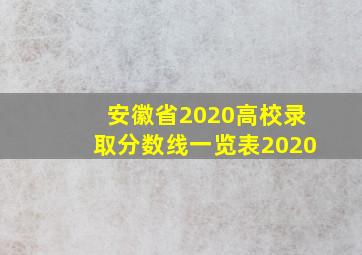 安徽省2020高校录取分数线一览表2020