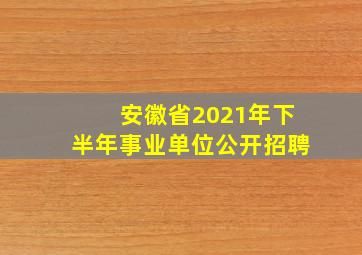 安徽省2021年下半年事业单位公开招聘