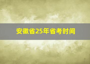 安徽省25年省考时间