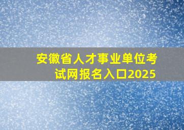 安徽省人才事业单位考试网报名入口2025