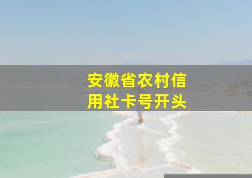 安徽省农村信用社卡号开头