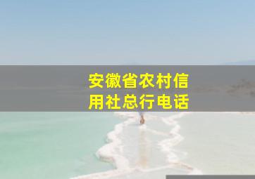 安徽省农村信用社总行电话