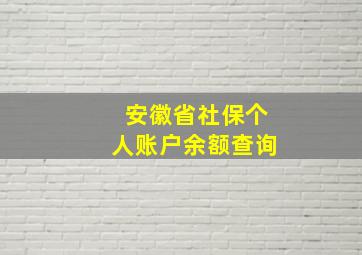 安徽省社保个人账户余额查询