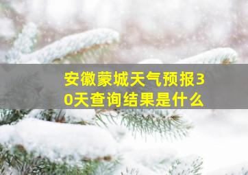 安徽蒙城天气预报30天查询结果是什么