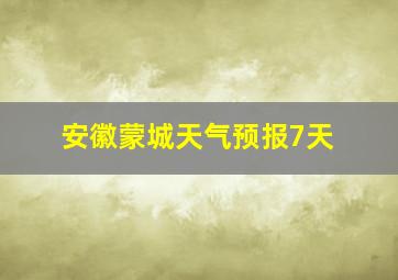 安徽蒙城天气预报7天