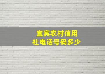 宜宾农村信用社电话号码多少