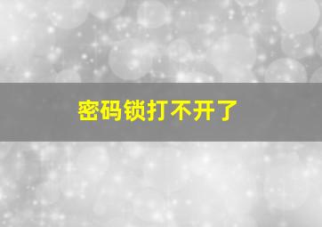 密码锁打不开了