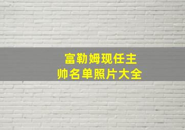 富勒姆现任主帅名单照片大全