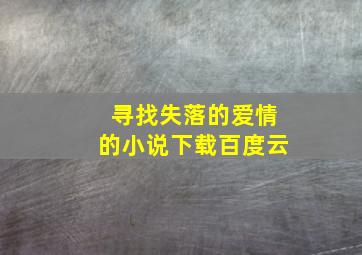 寻找失落的爱情的小说下载百度云