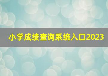 小学成绩查询系统入口2023