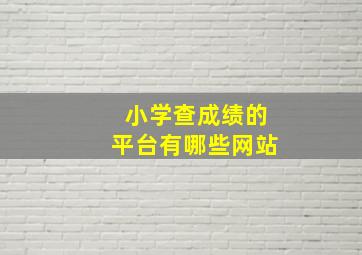 小学查成绩的平台有哪些网站