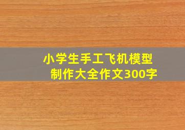 小学生手工飞机模型制作大全作文300字