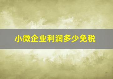 小微企业利润多少免税