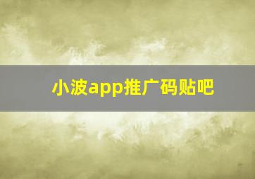 小波app推广码贴吧