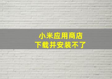 小米应用商店下载并安装不了