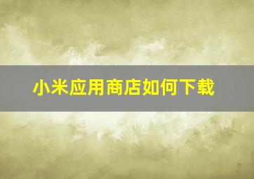 小米应用商店如何下载