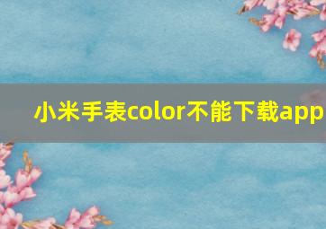 小米手表color不能下载app