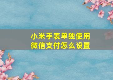 小米手表单独使用微信支付怎么设置