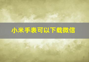 小米手表可以下载微信