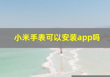 小米手表可以安装app吗