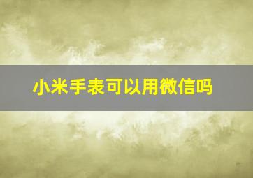 小米手表可以用微信吗