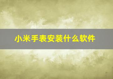 小米手表安装什么软件