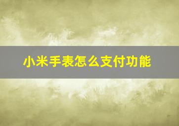 小米手表怎么支付功能