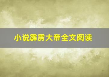 小说霹雳大帝全文阅读