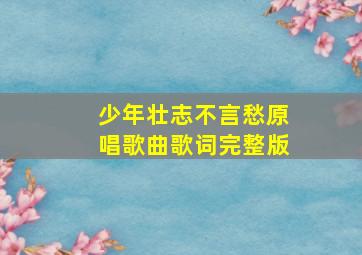 少年壮志不言愁原唱歌曲歌词完整版