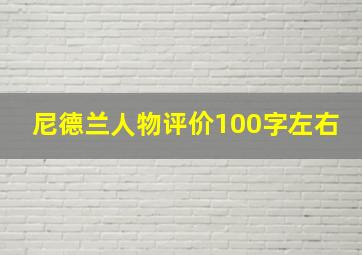 尼德兰人物评价100字左右