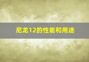 尼龙12的性能和用途