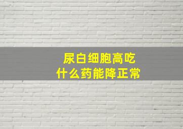 尿白细胞高吃什么药能降正常