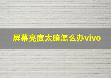 屏幕亮度太暗怎么办vivo