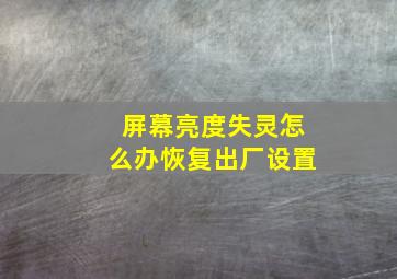 屏幕亮度失灵怎么办恢复出厂设置